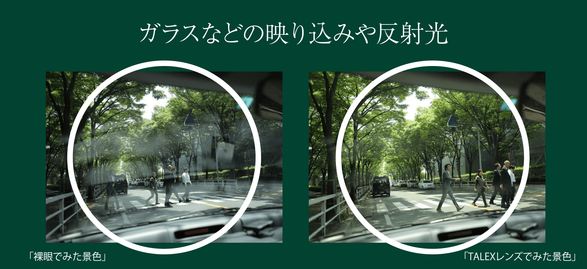 ガラスなどの映り込みや反射光